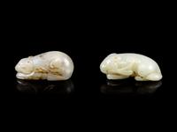 Two Chinese Jade Figures of Mice