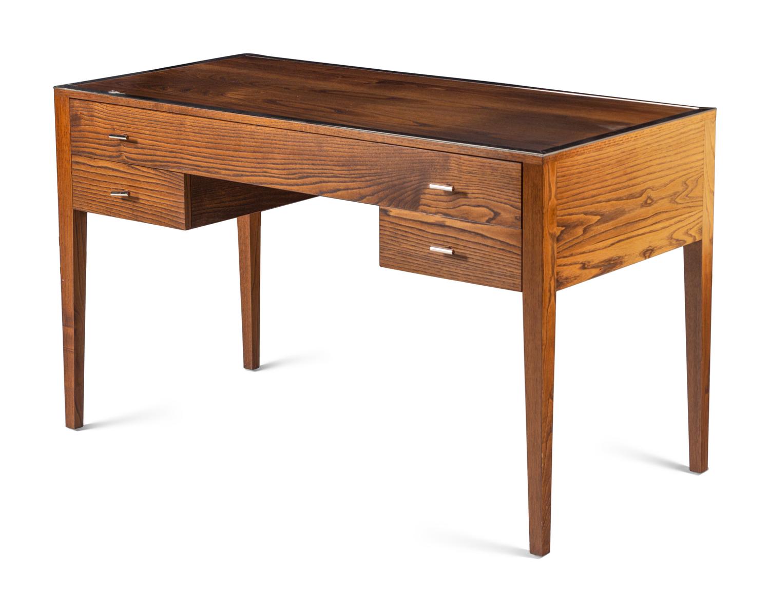 An Art Deco Style Chrome Mounted Oak Desk