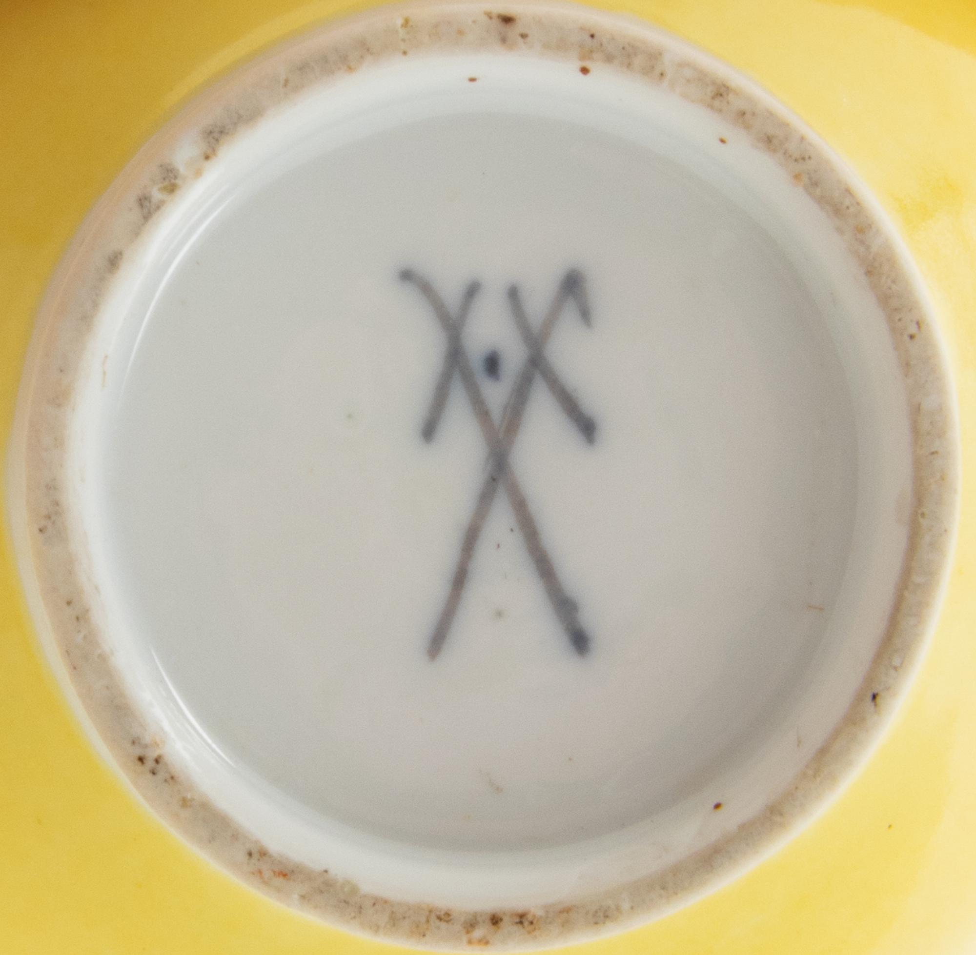 A Meissen Painted and Parcel Gilt Yellow Ground Porcelain Milk Jug
