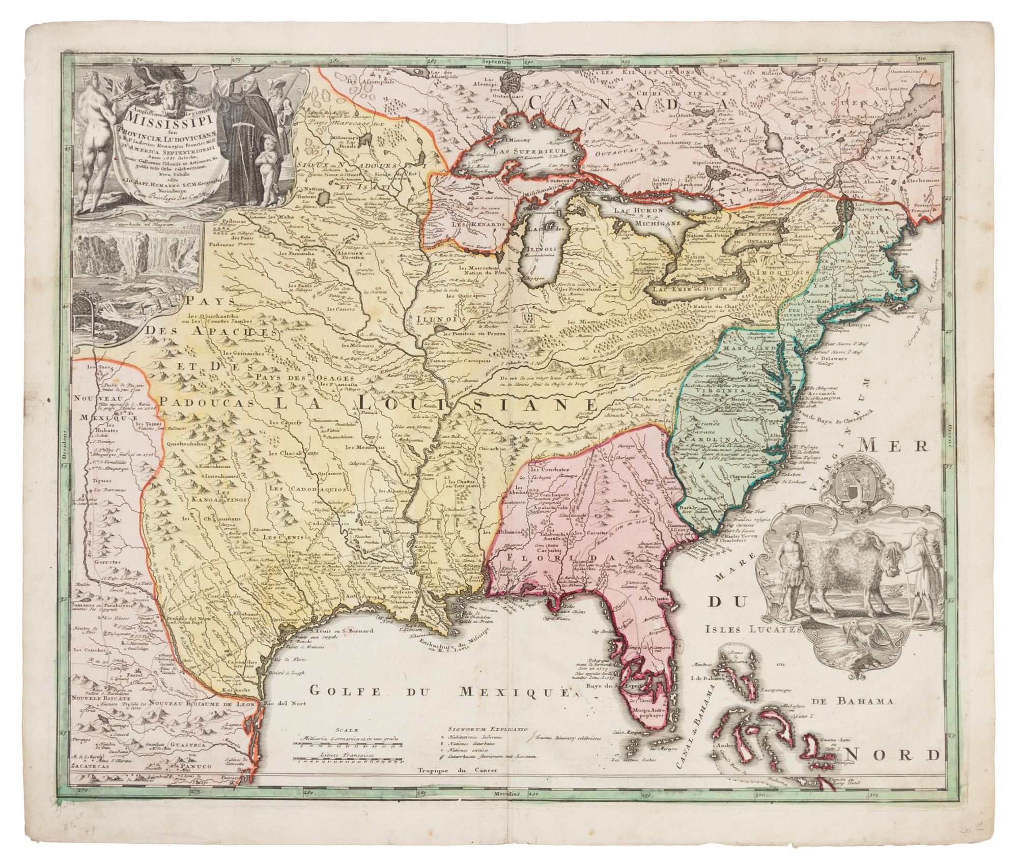 HOMANN, Johann Baptist (1663-1724). Amplissimae Regionis Mississipi. Nuremberg, [ca 1720 or later].