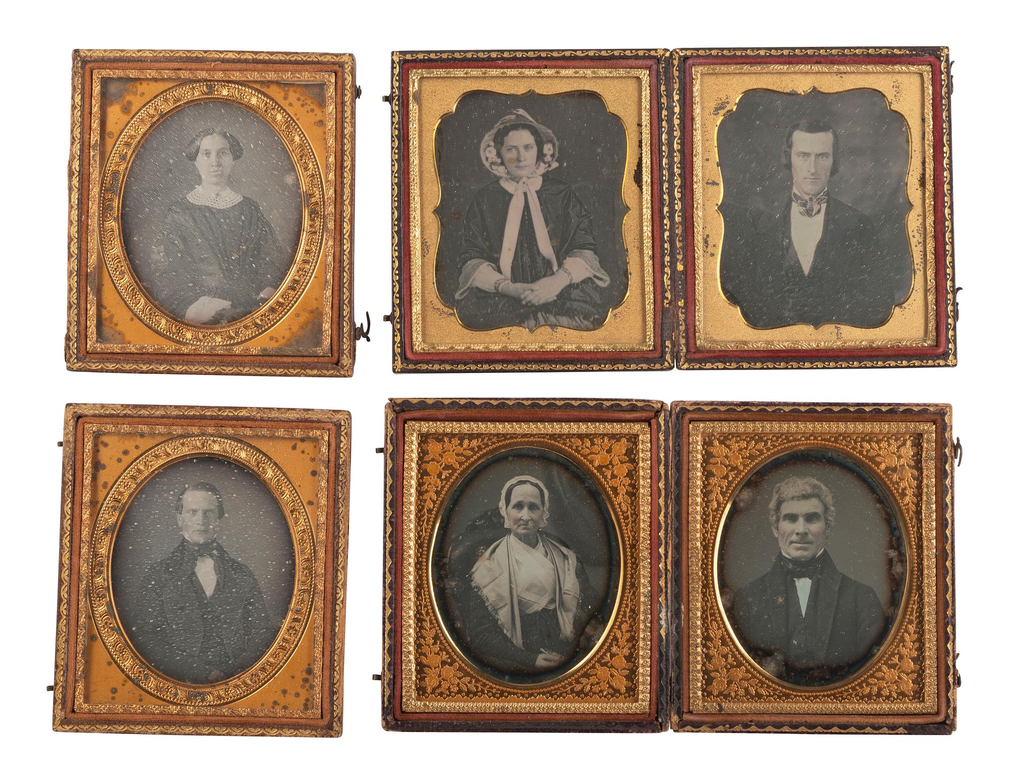 [EARLY PHOTOGRAPHY]. 14 pairs of sixth plate daguerreotype portraits housed together in same case.