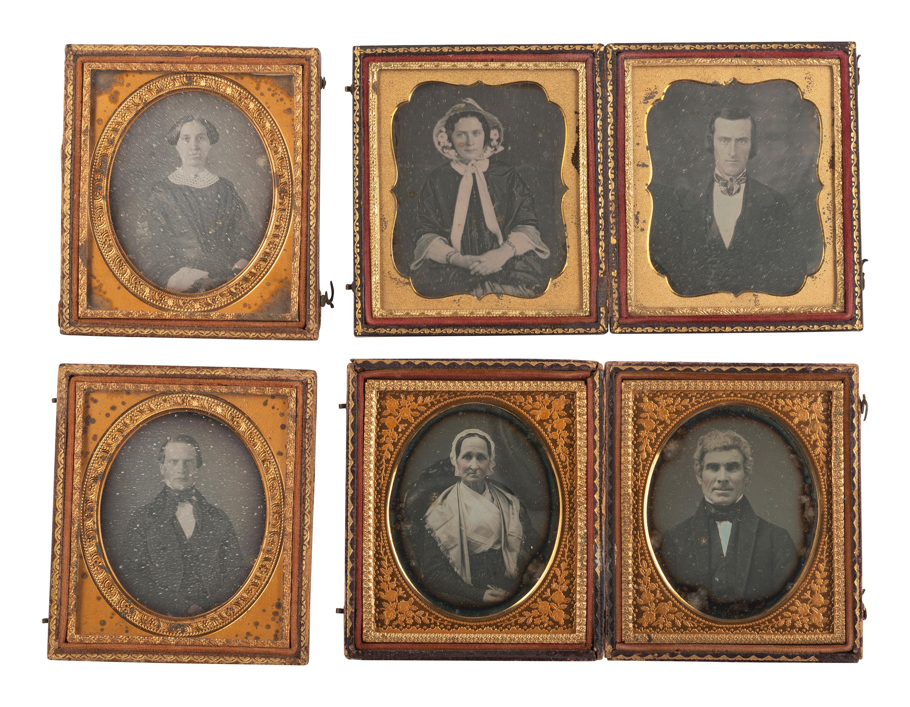[EARLY PHOTOGRAPHY]. 14 pairs of sixth plate daguerreotype portraits housed together in same case.