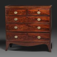 A Federal Figured and Banded Mahogany Bowfront Chest of Drawers