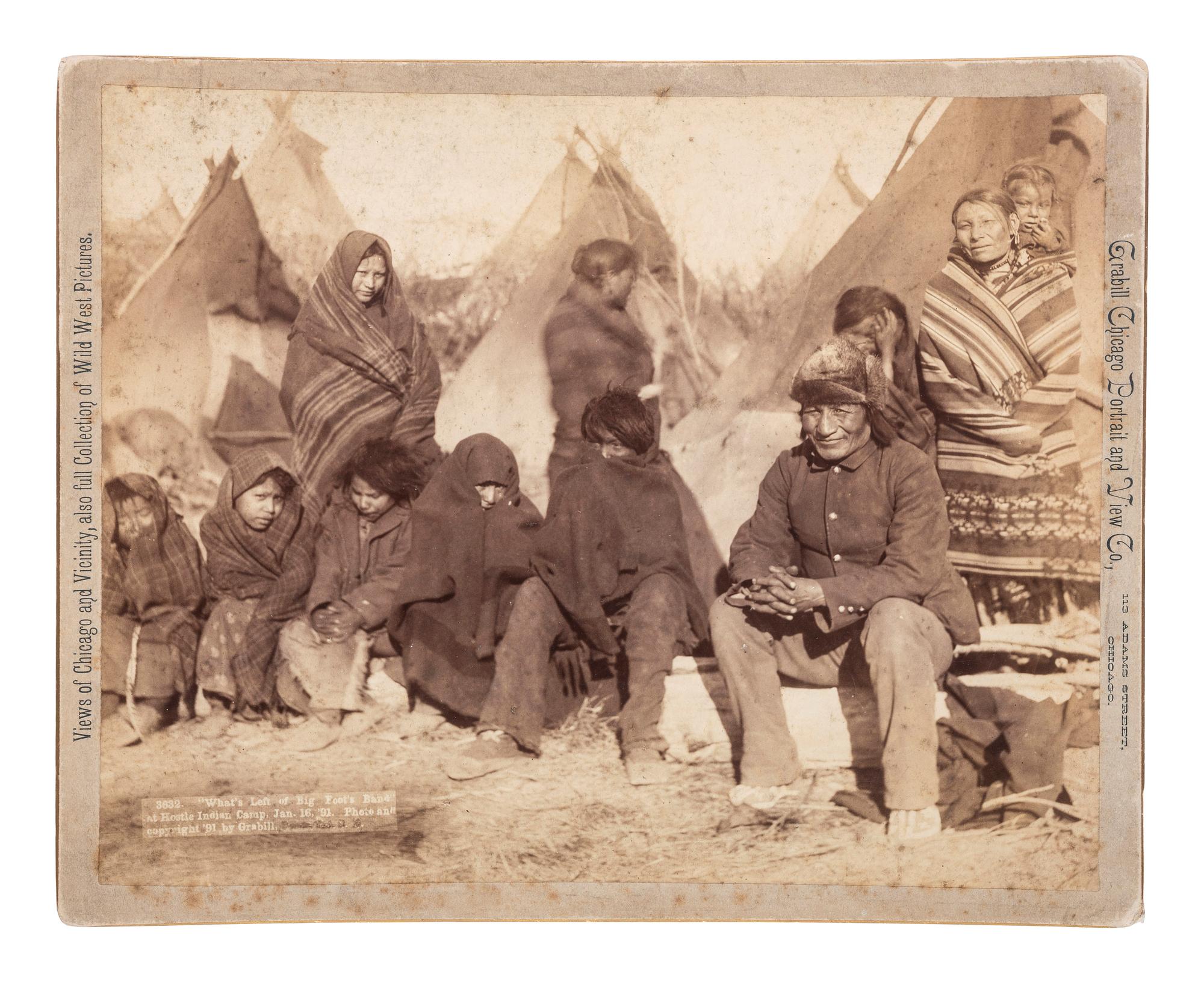 [NATIVE AMERICANS]. GRABILL, John C.H. (1849-1903), photographer. What's Left of Big Foot's Band at Hostile Indian Camp. Chicago: 16 January 1891.