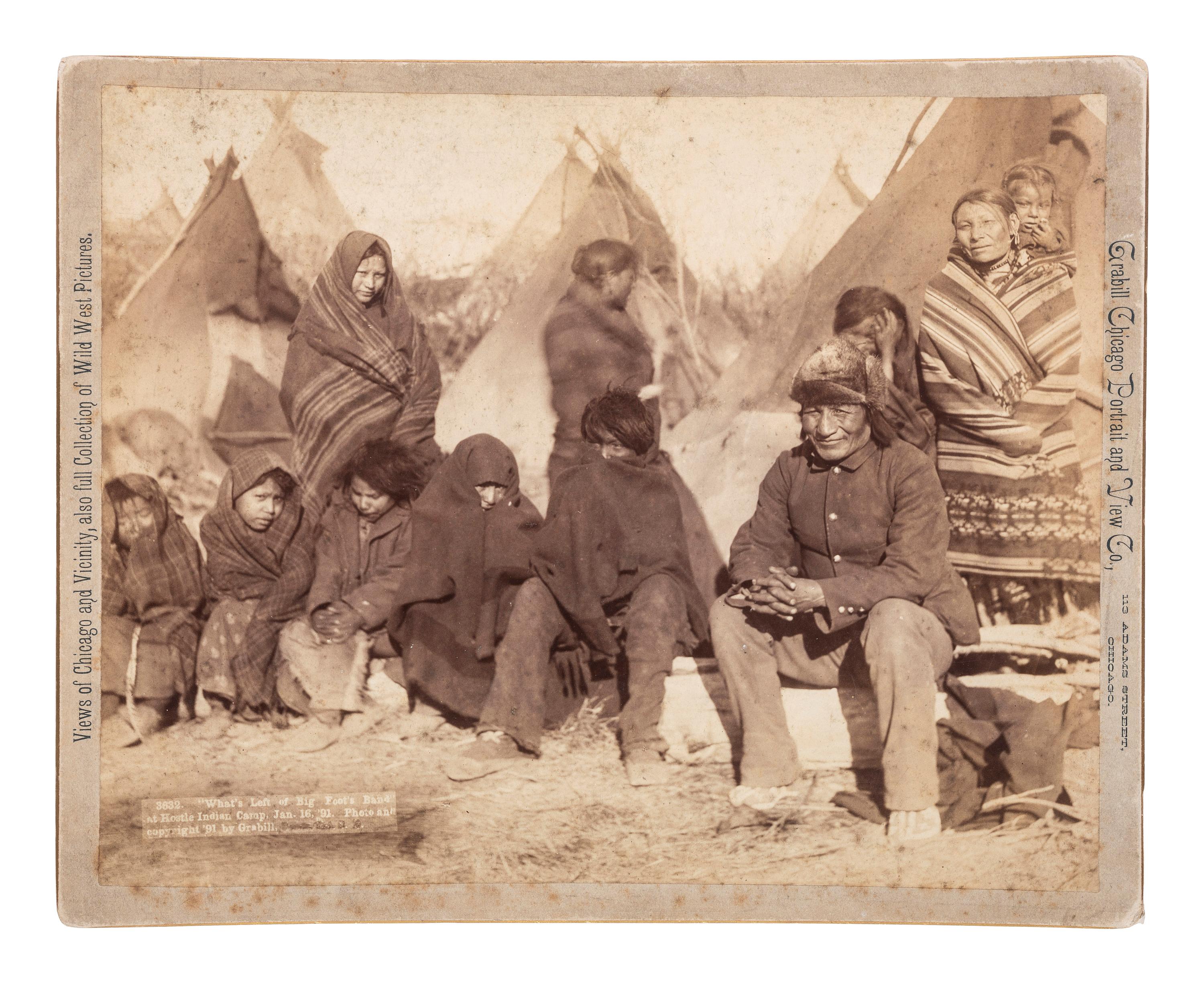[NATIVE AMERICANS]. GRABILL, John C.H. (1849-1903), photographer. What's Left of Big Foot's Band at Hostile Indian Camp. Chicago: 16 January 1891.