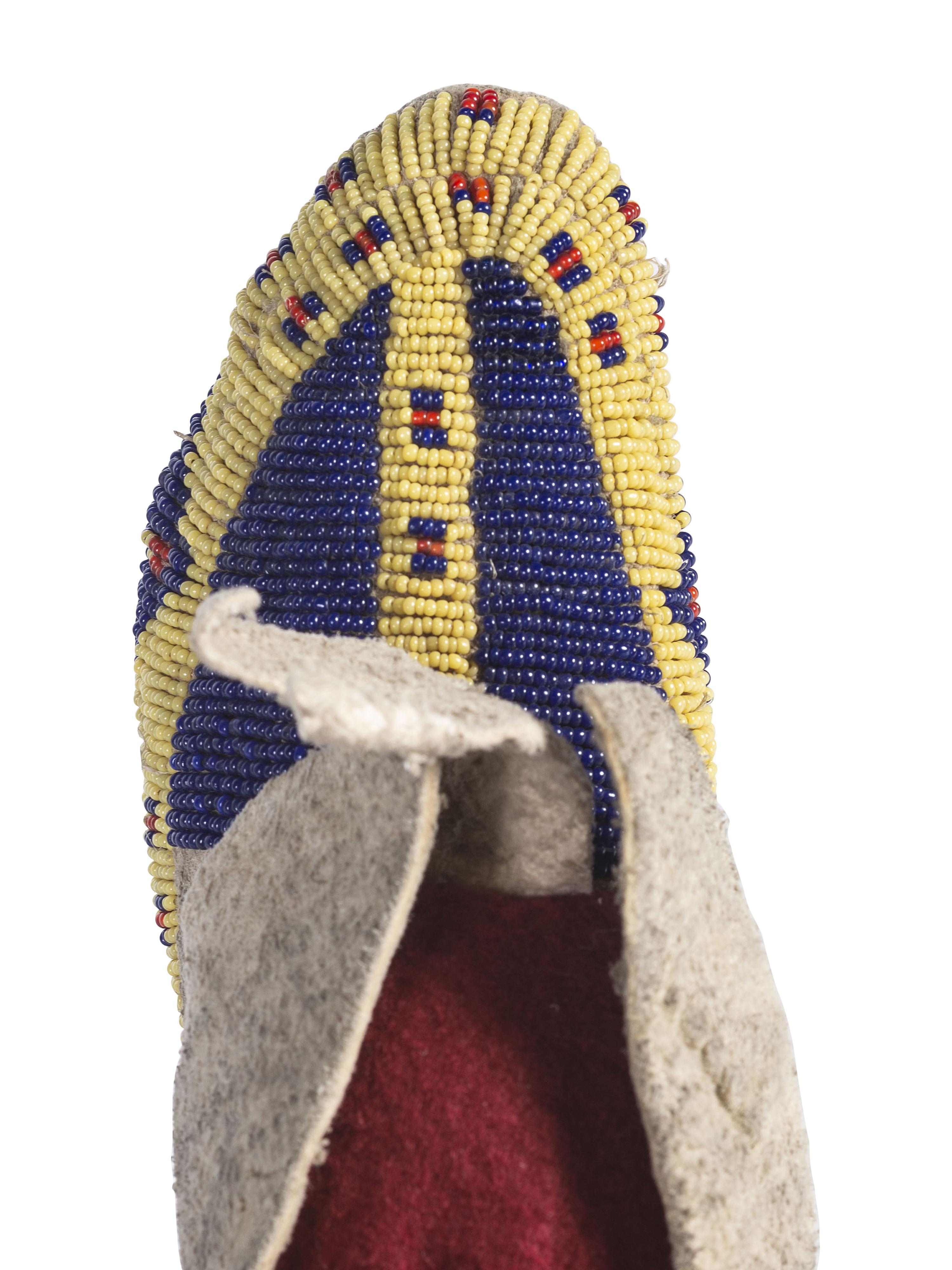 Sioux Child's Fully Beaded Hide Moccasins