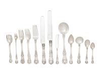 A Tiffany and Co. English King Silver Flatware Service in a Fitted Mahogany Chest