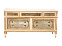 A Louis XVI-Style Painted and Mirrored Marble-Top Dresser