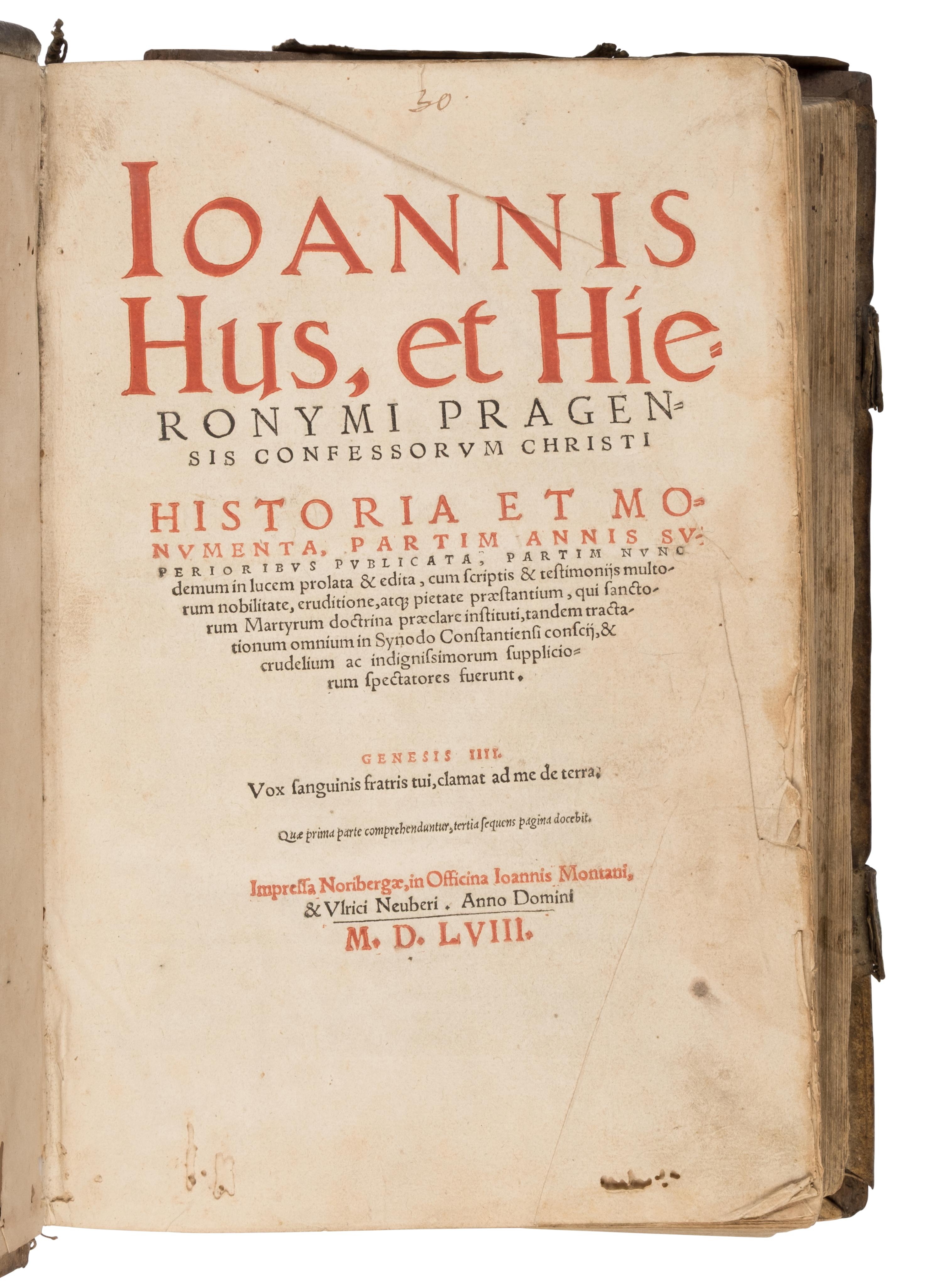 [Religion] Hus, Jan. Ioannis Hus, et Hieronymi Pragnesis Confessorum Christi Historia et Monumenta