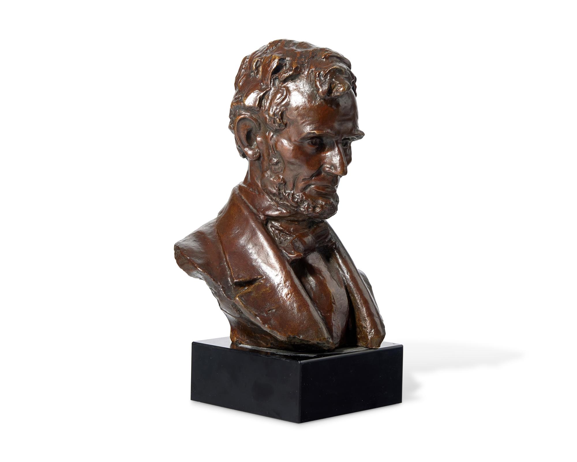 After Daniel Chester French (1850-1931), A Bronze Portrait Bust of Abraham Lincoln