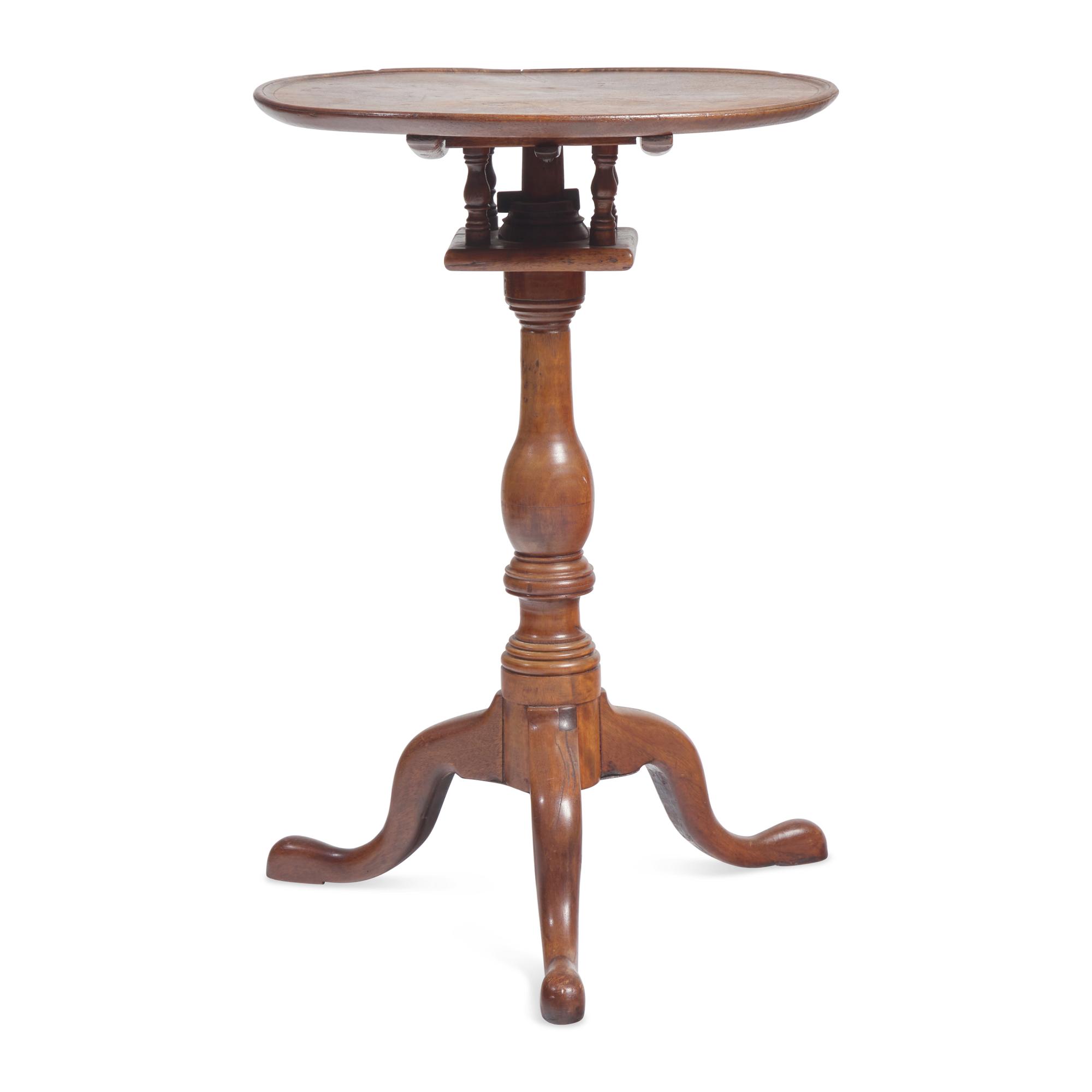 A Queen Anne Walnut Tilt-Top Candlestand
