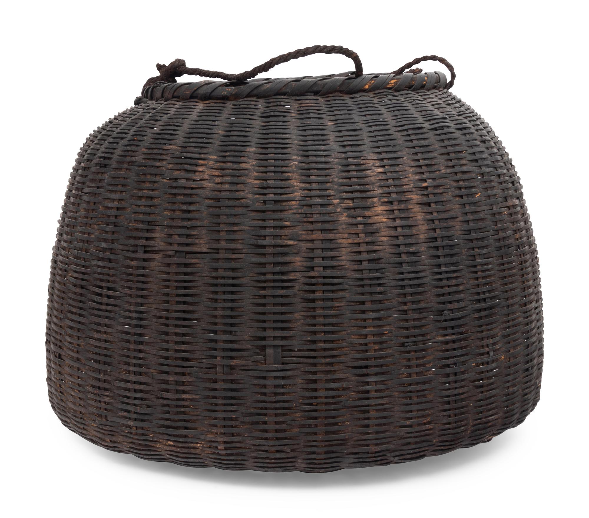 A Large Japanese Ikebana Bamboo Flower Arranging Basket