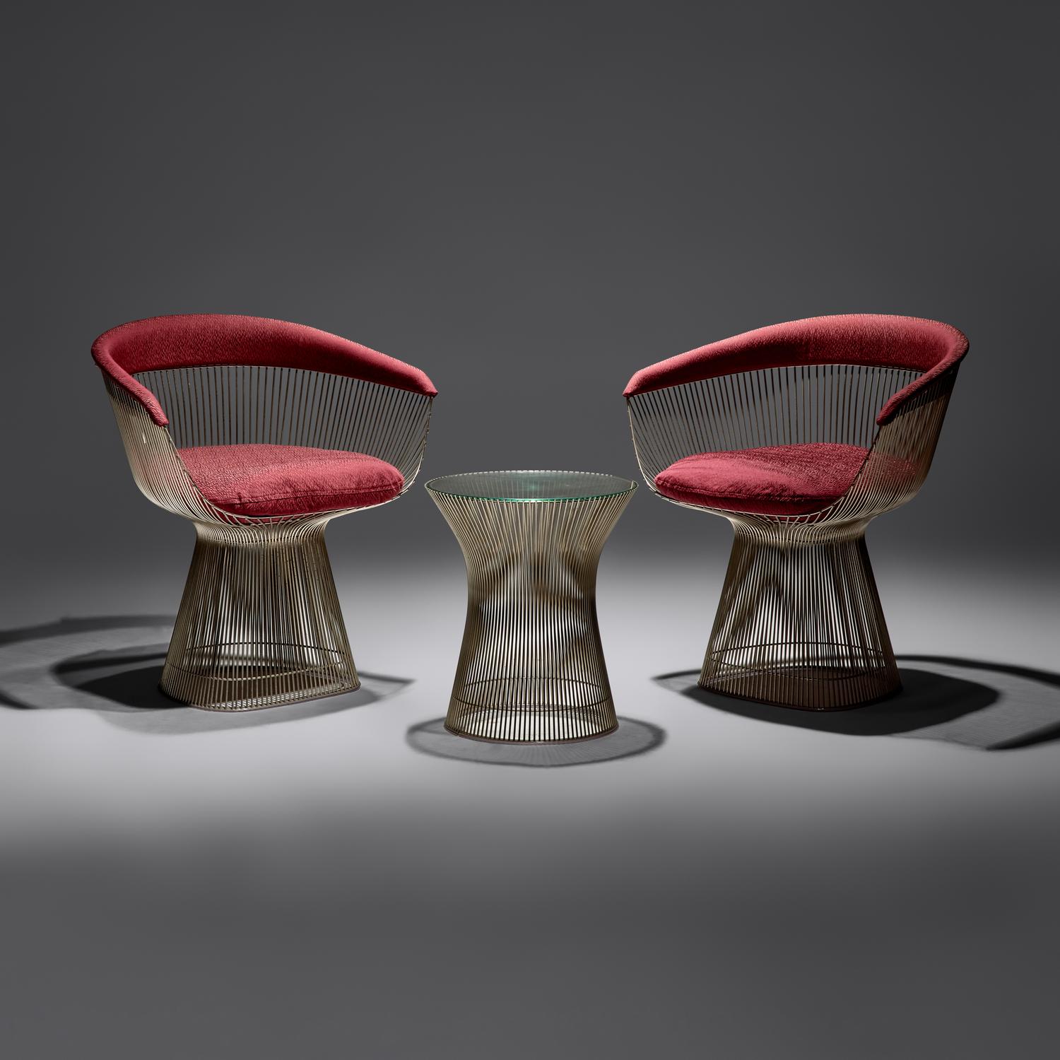 Pair of Chairs with side table