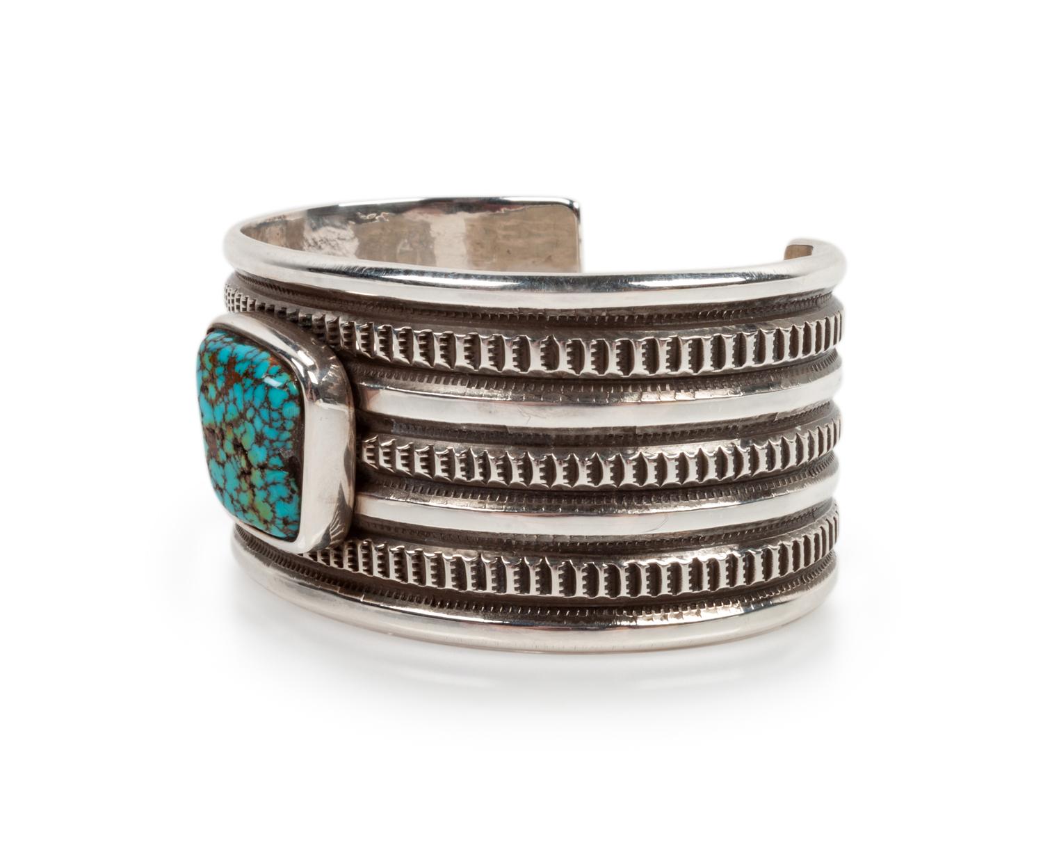 Silver and Indian Mountain Turquoise Cuff Bracelet