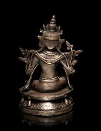 A Sino-Tibetan Silvered Metal Figure of Tara