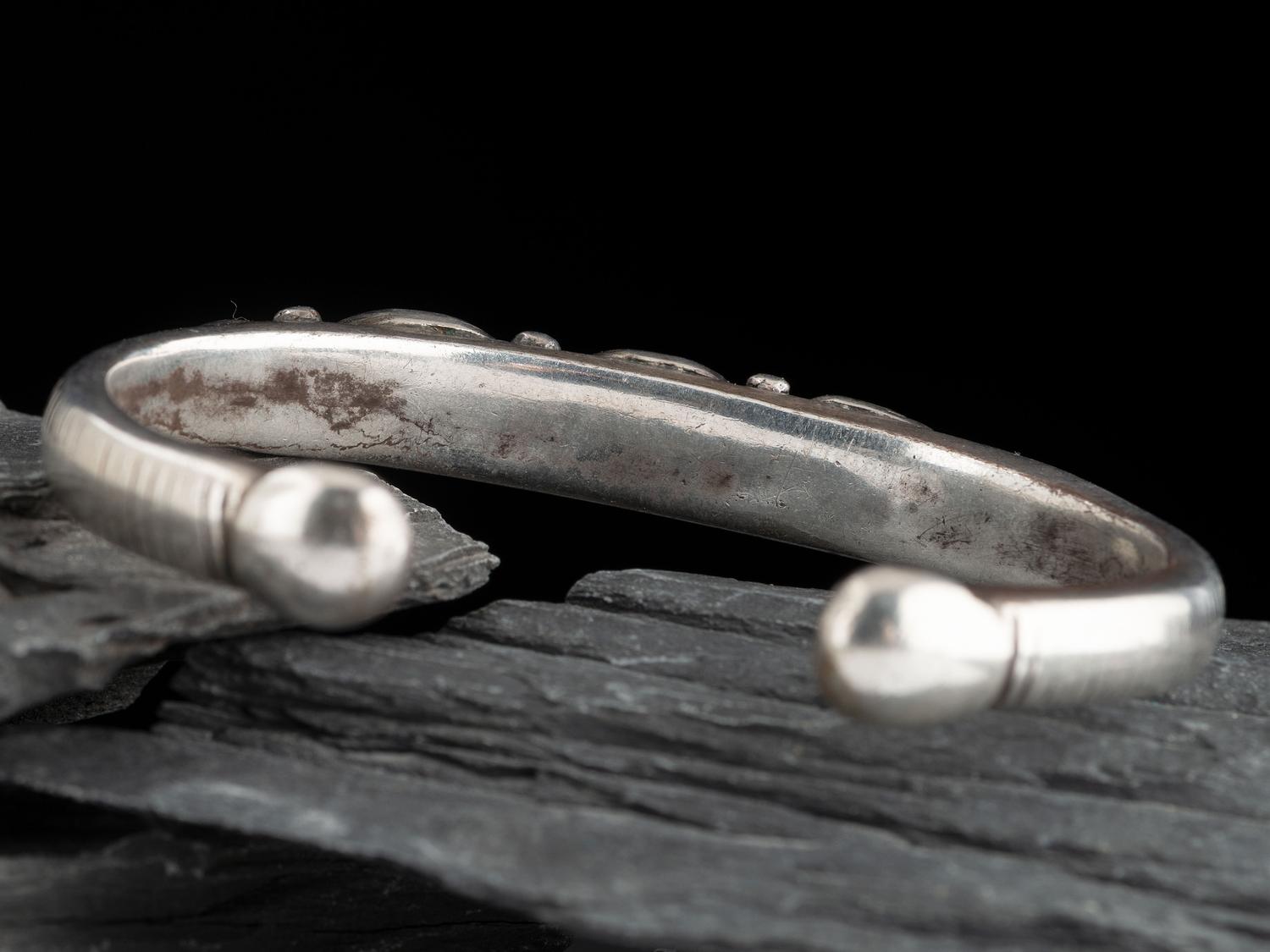 Early Navajo Ingot and Turquoise Cuff Bracelet
