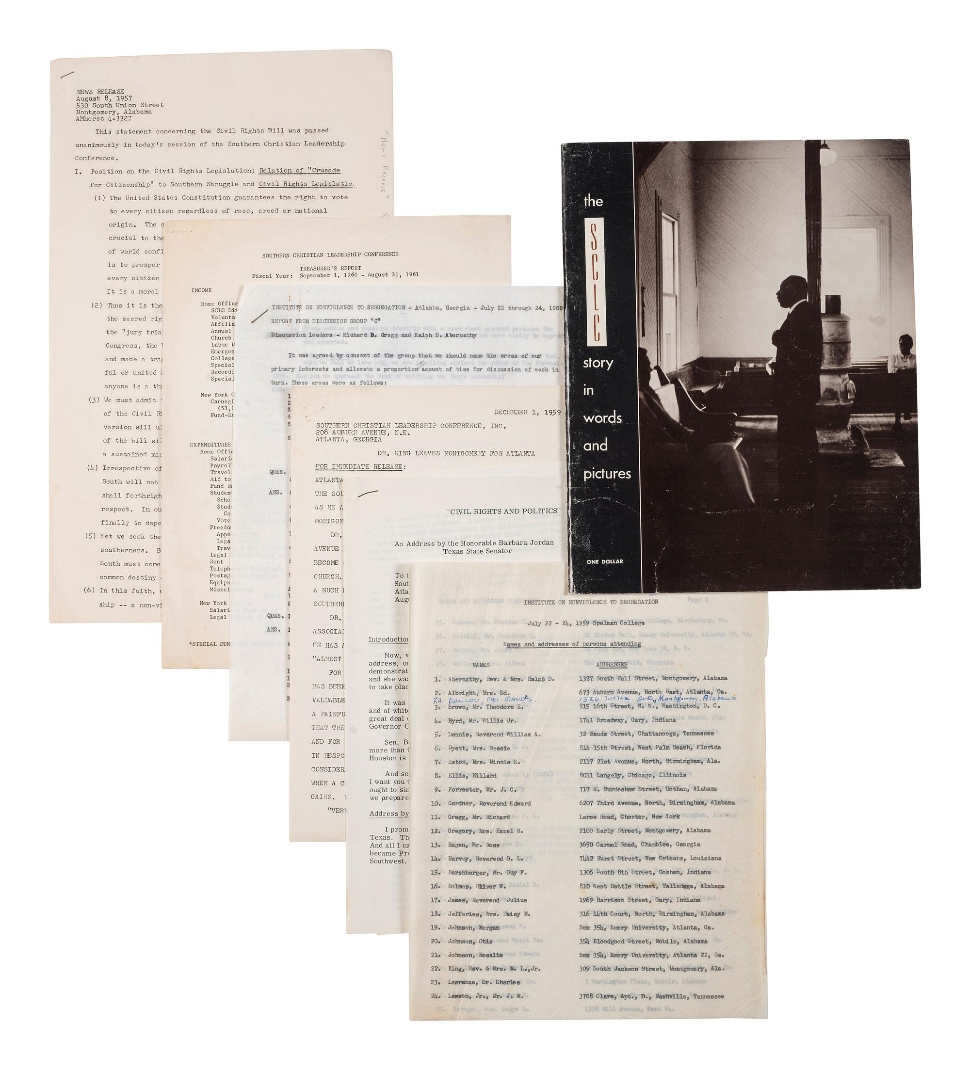 [CIVIL RIGHTS]. Archive associated with the Southern Christian Leadership Conference, incl. documents and publication, 1957-1967.