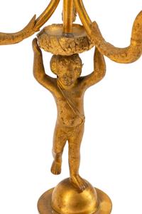 A Pair of Empire Style Gilt Bronze Figural Three-Light Candelabra