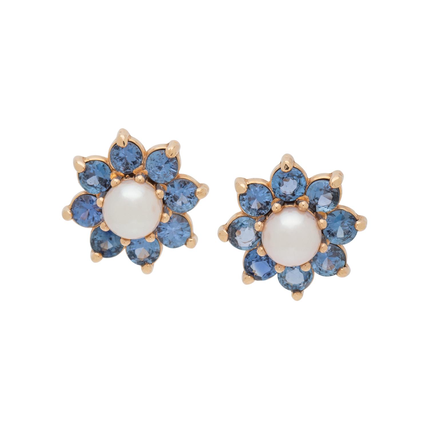 CULTURED PEARL AND SAPPHIRE EARRINGS