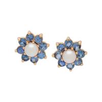 CULTURED PEARL AND SAPPHIRE EARRINGS