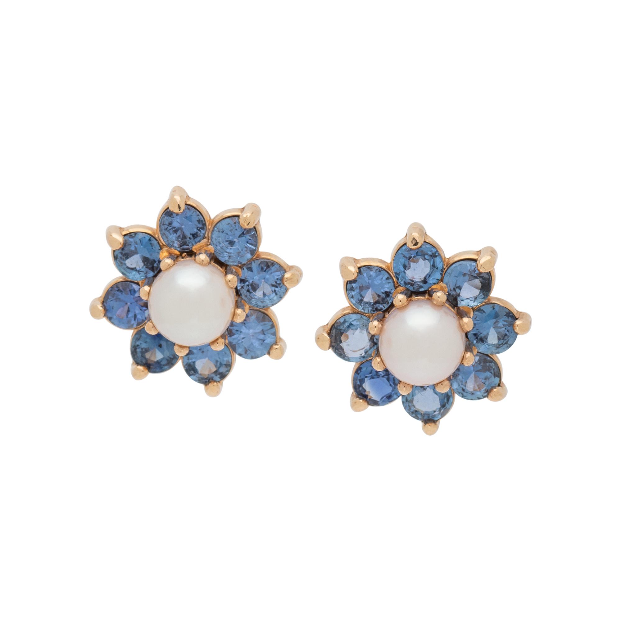 CULTURED PEARL AND SAPPHIRE EARRINGS