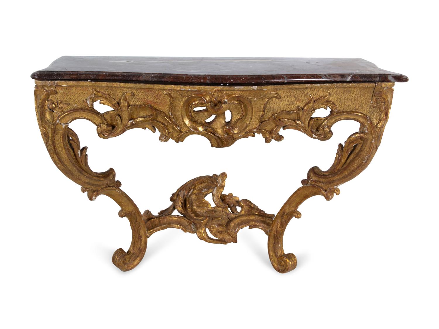 A Régence Giltwood Marble-Top Console Table