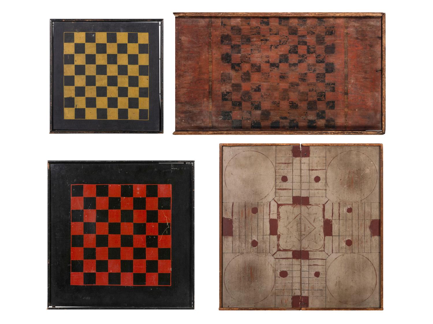 Four Paint Decorated Game Boards