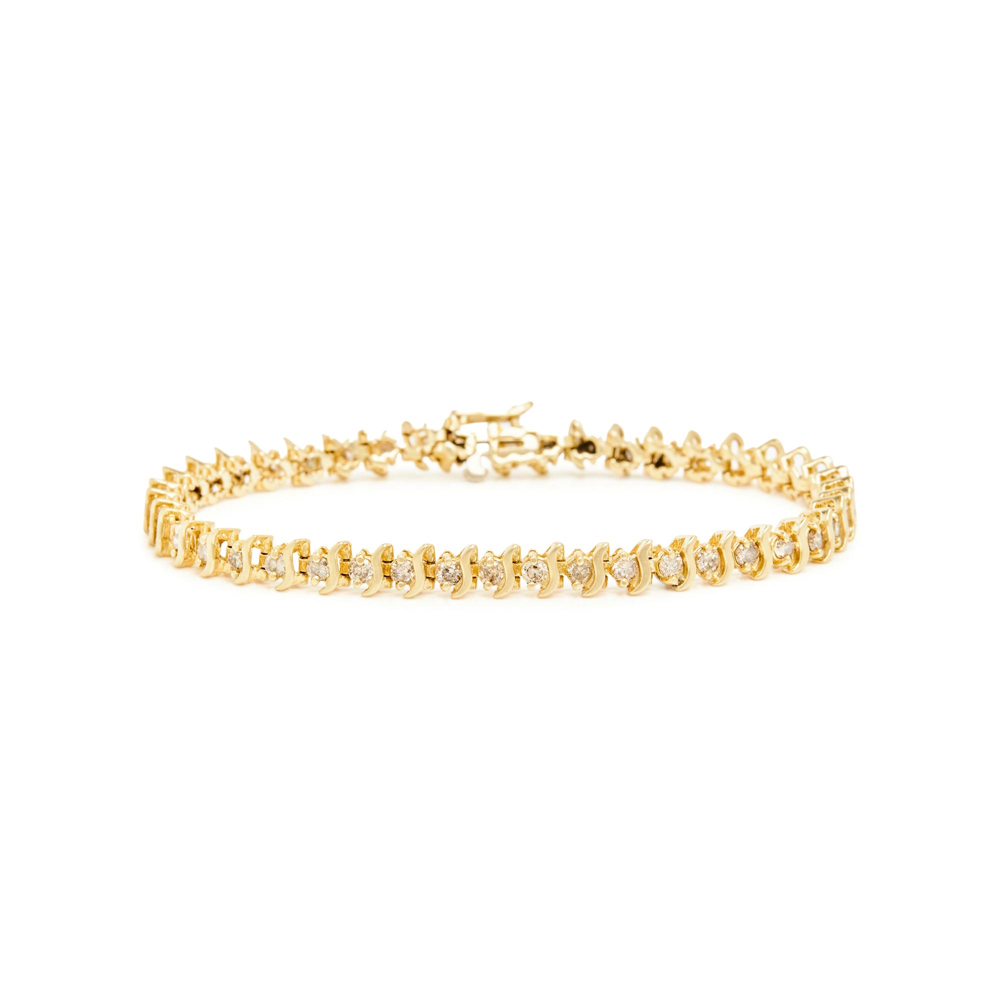 YELLOW GOLD AND DIAMOND LINE BRACELET