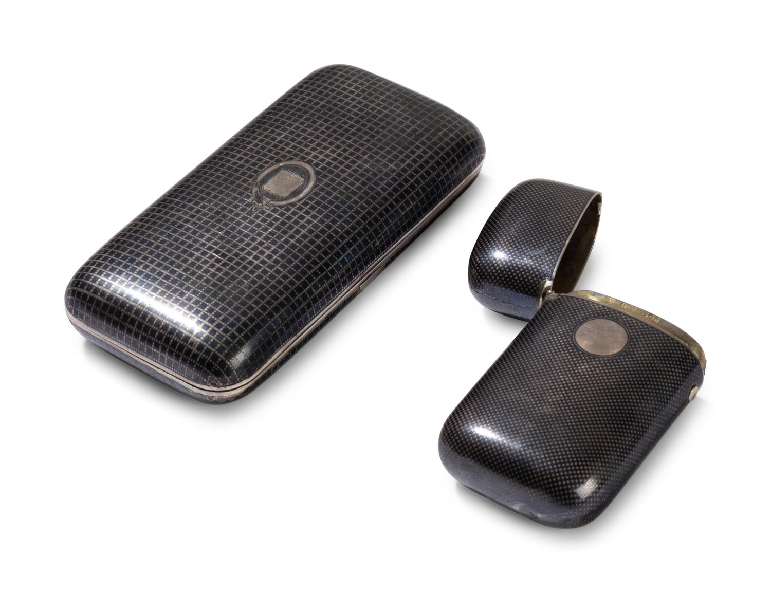 Two Russian Niello Silver Cigarette Cases