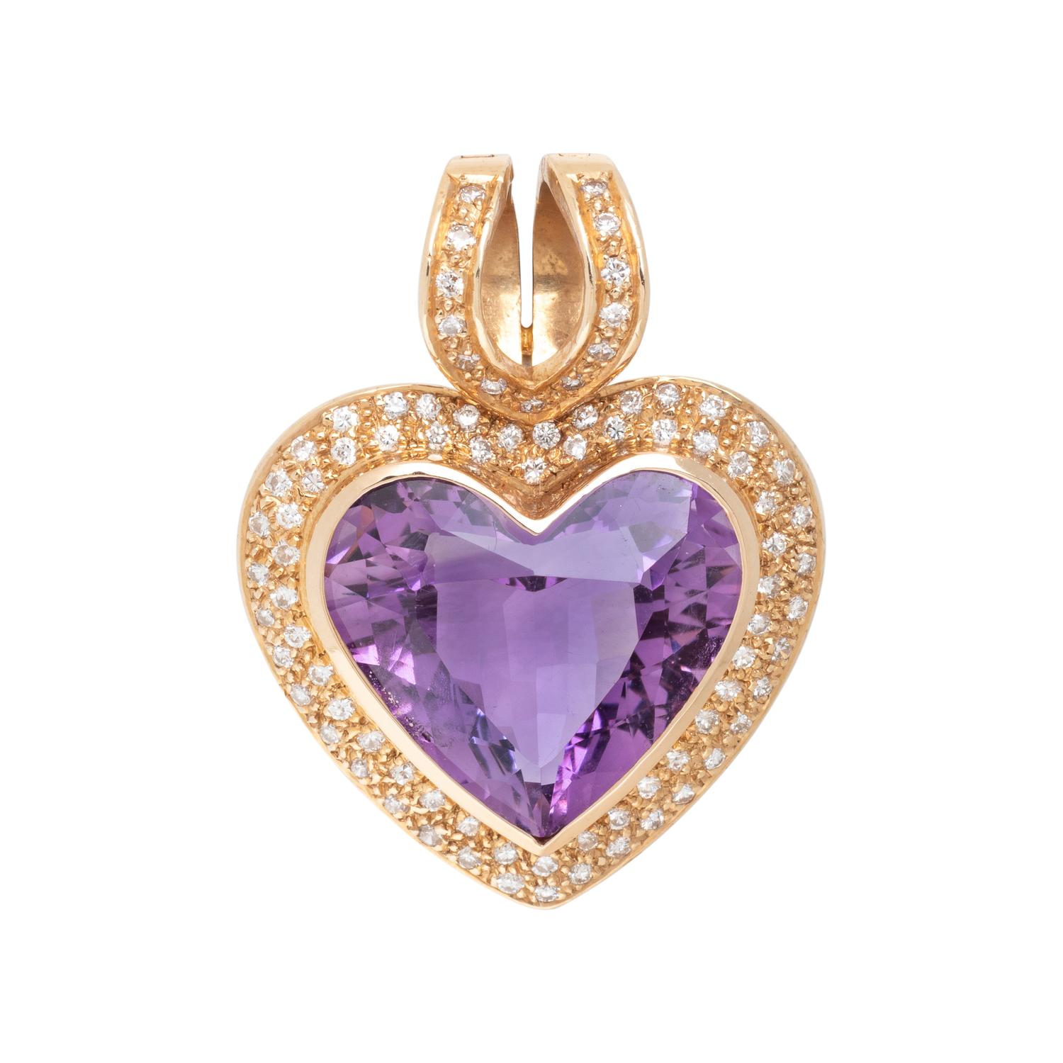 AMETHYST AND DIAMOND HEART PENDANT