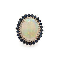 OPAL, SAPPHIRE AND DIAMOND RING