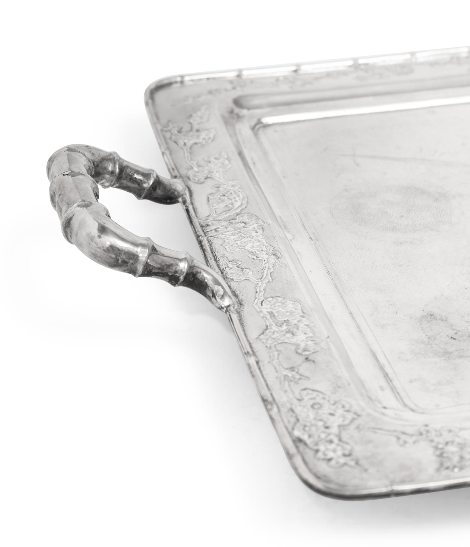 A Chinese Export Silver Serving Tray