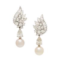 Diamond and Cultured Pearl Convertible Earrings