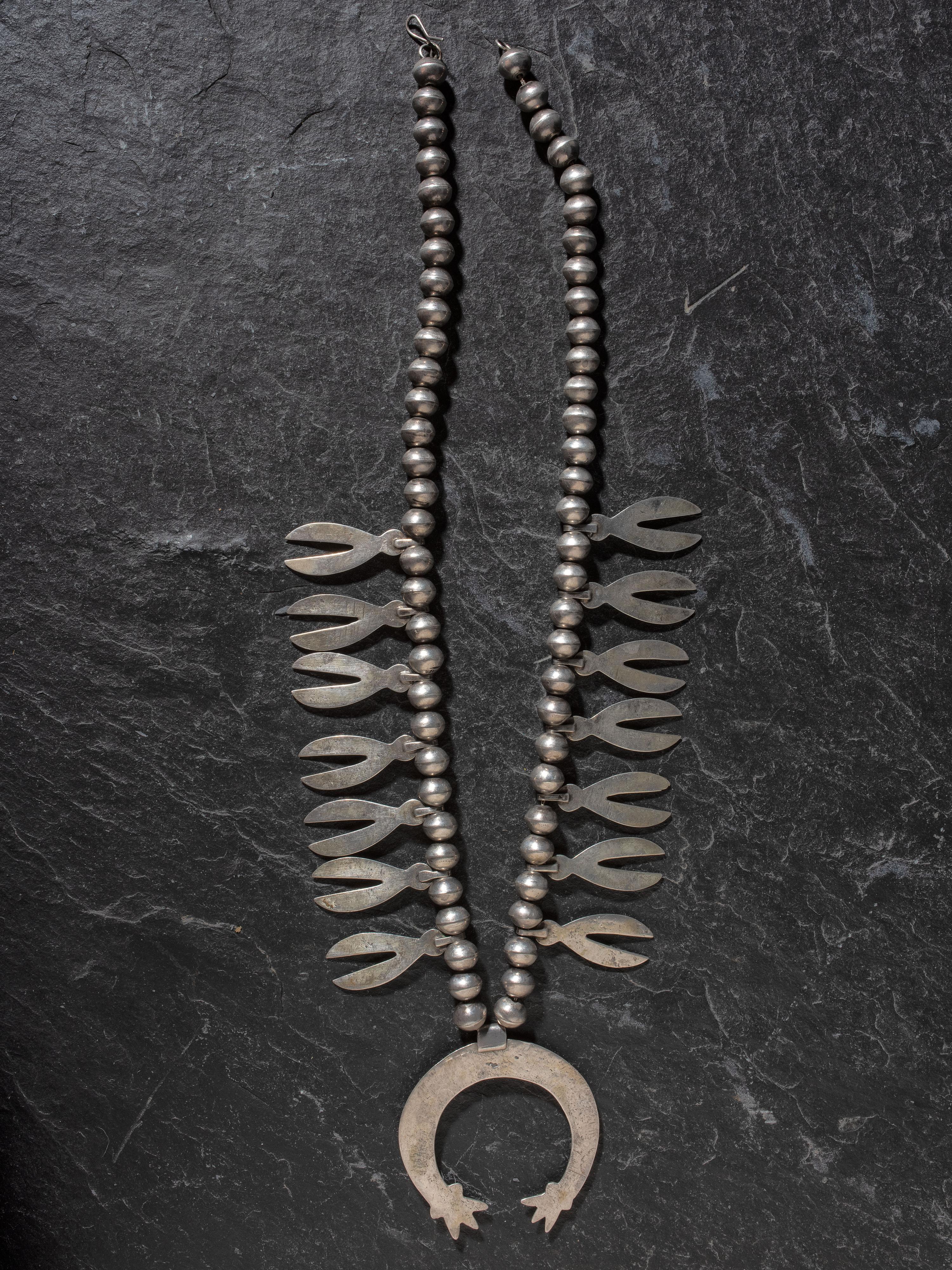 Navajo Silver Squash Blossom Necklace