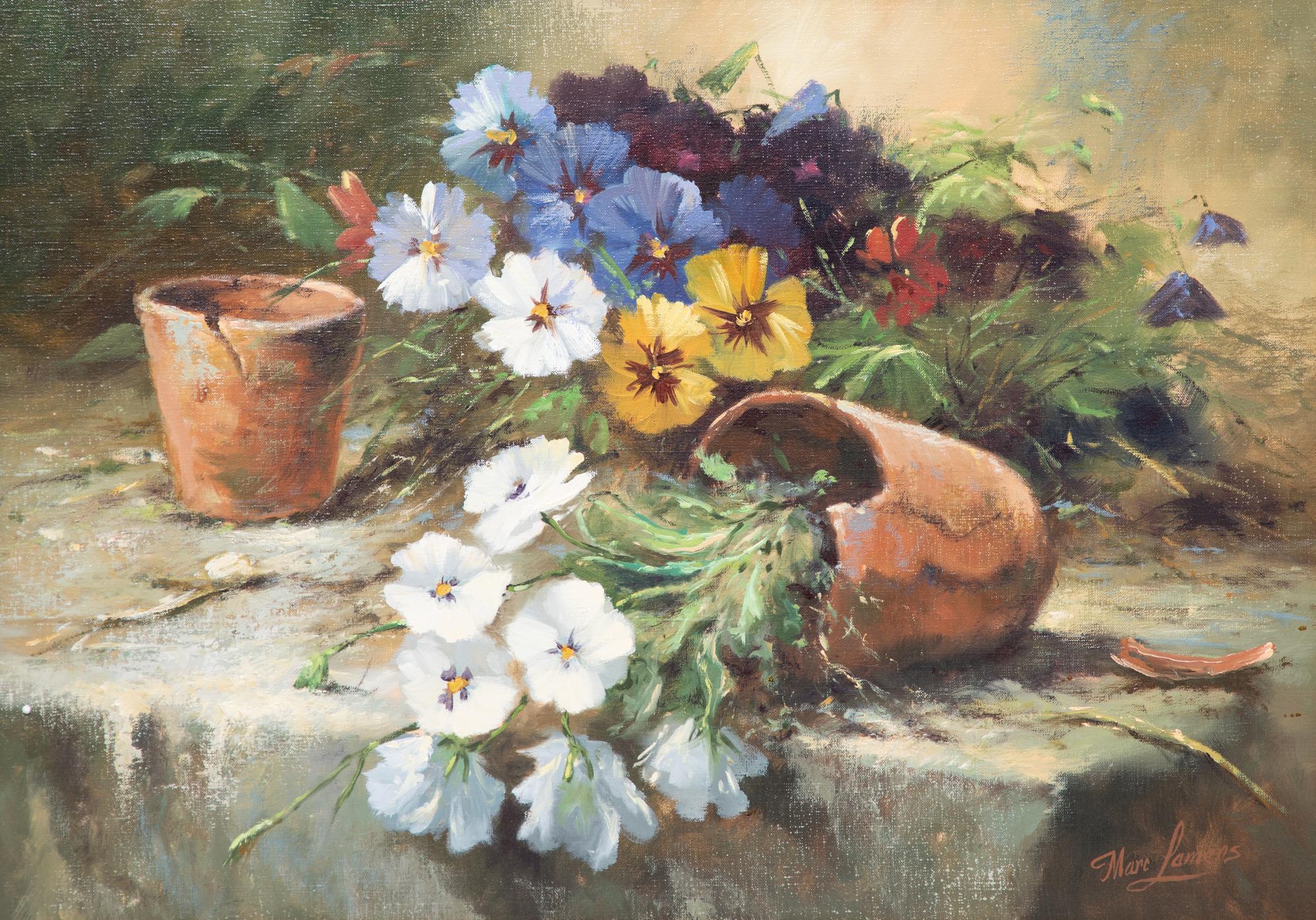 Marc Lamers, (Dutch School, 19th Century), Still Life with Broken Pot of Flowers