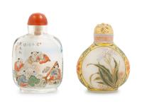Two Chinese Painted Glass Snuff Bottles