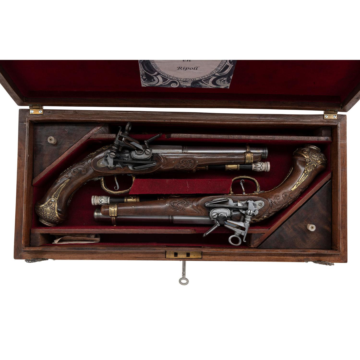 Contemporary Cased Spanish Miquelet-Style Pistols