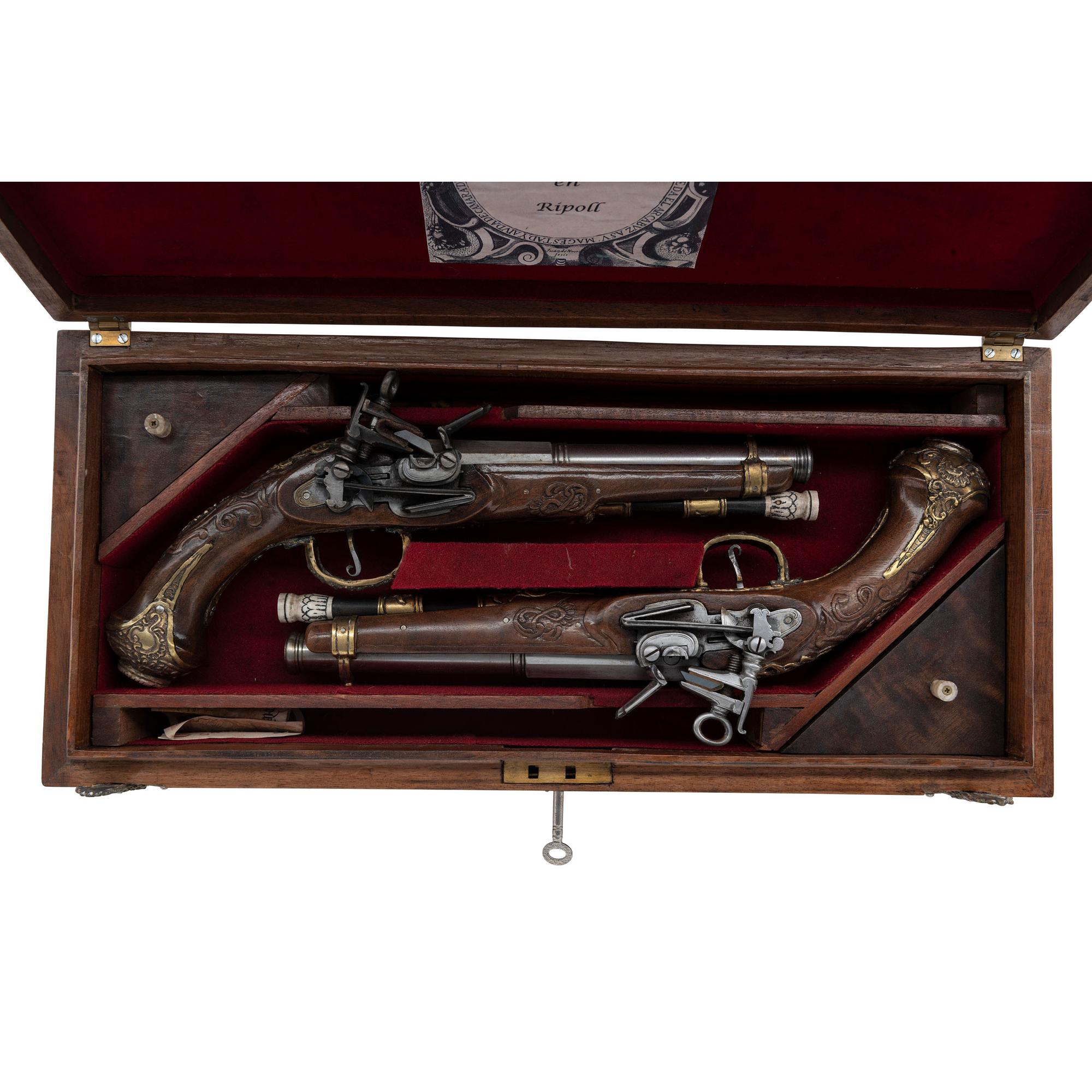 Contemporary Cased Spanish Miquelet-Style Pistols