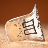 Herbert Komayouse (Hopi, act. since 1940s) Pahlik Mana Silver Overlay Cuff Bracelet