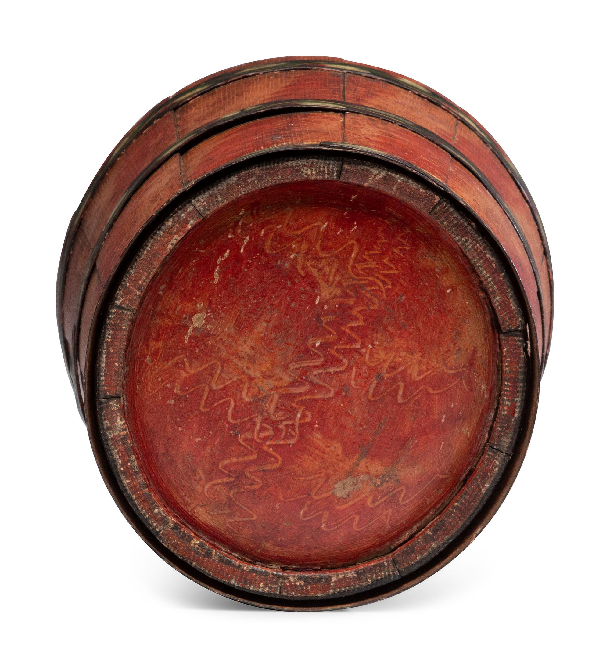 A Paint Decorated Lehnware Lidded Sugar Bucket