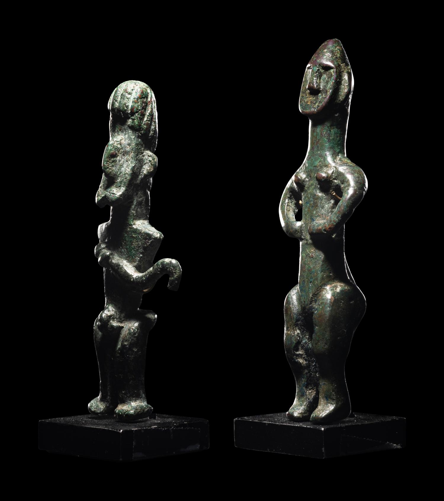 Two Amlash Bronze Figures of a Male and Female