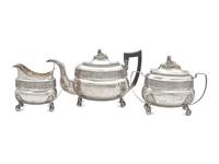 A Federal Three-Piece Silver Tea Service, William Garret Forbes (1751-1840), New York, NY, Circa 1810