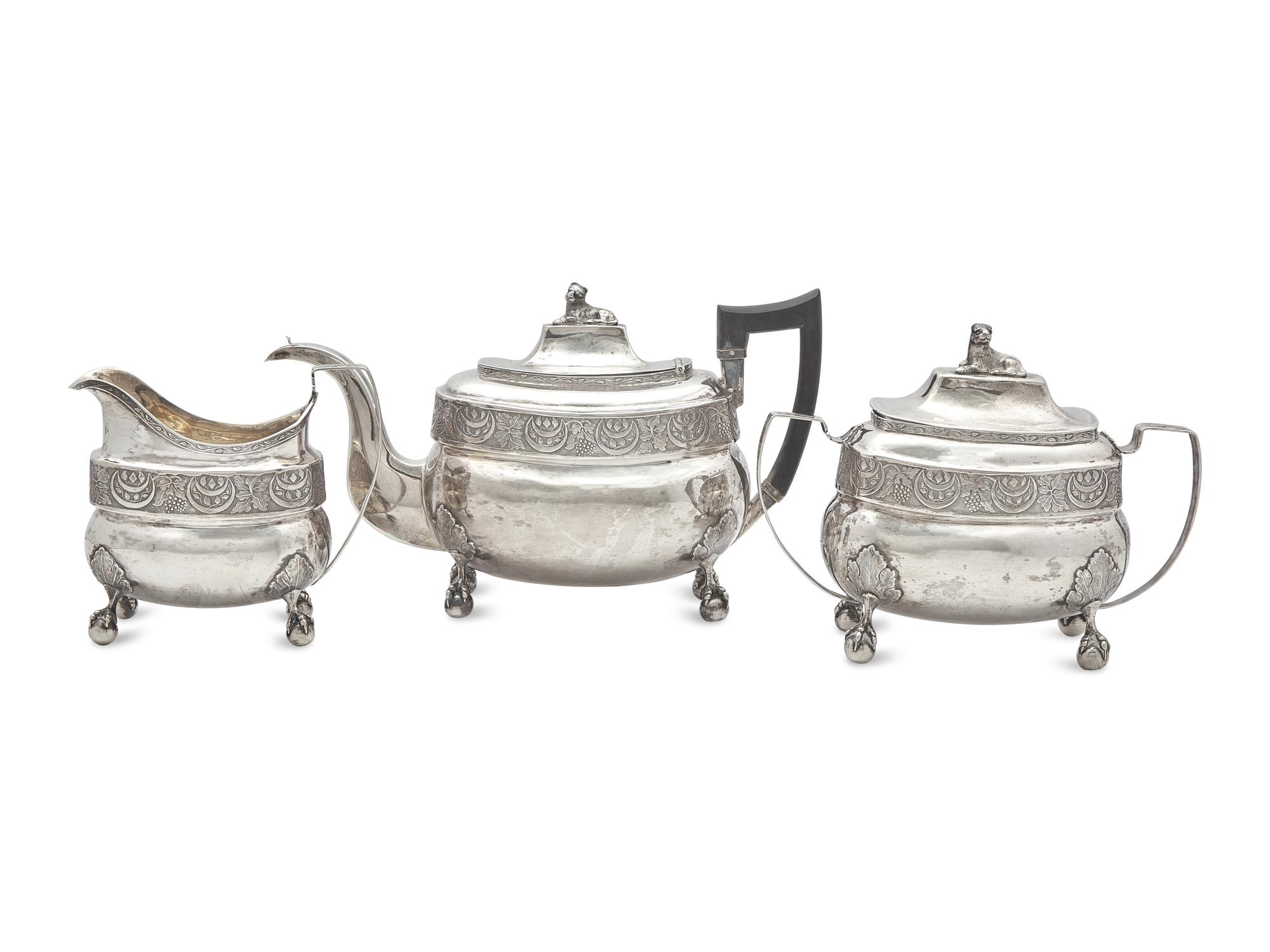 A Federal Three-Piece Silver Tea Service, William Garret Forbes (1751-1840), New York, NY, Circa 1810