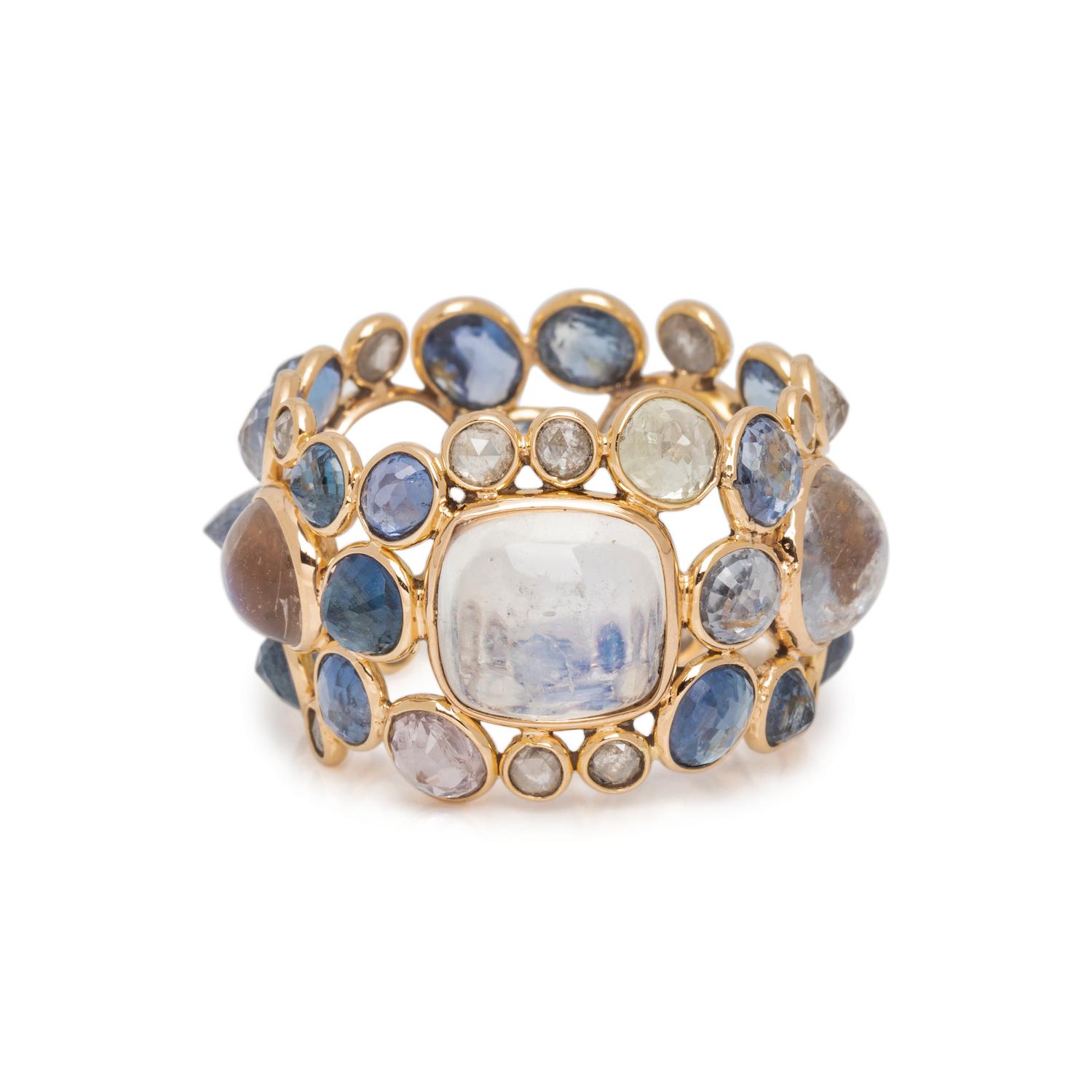 MOONSTONE, SAPPHIRE AND DIAMOND BAND