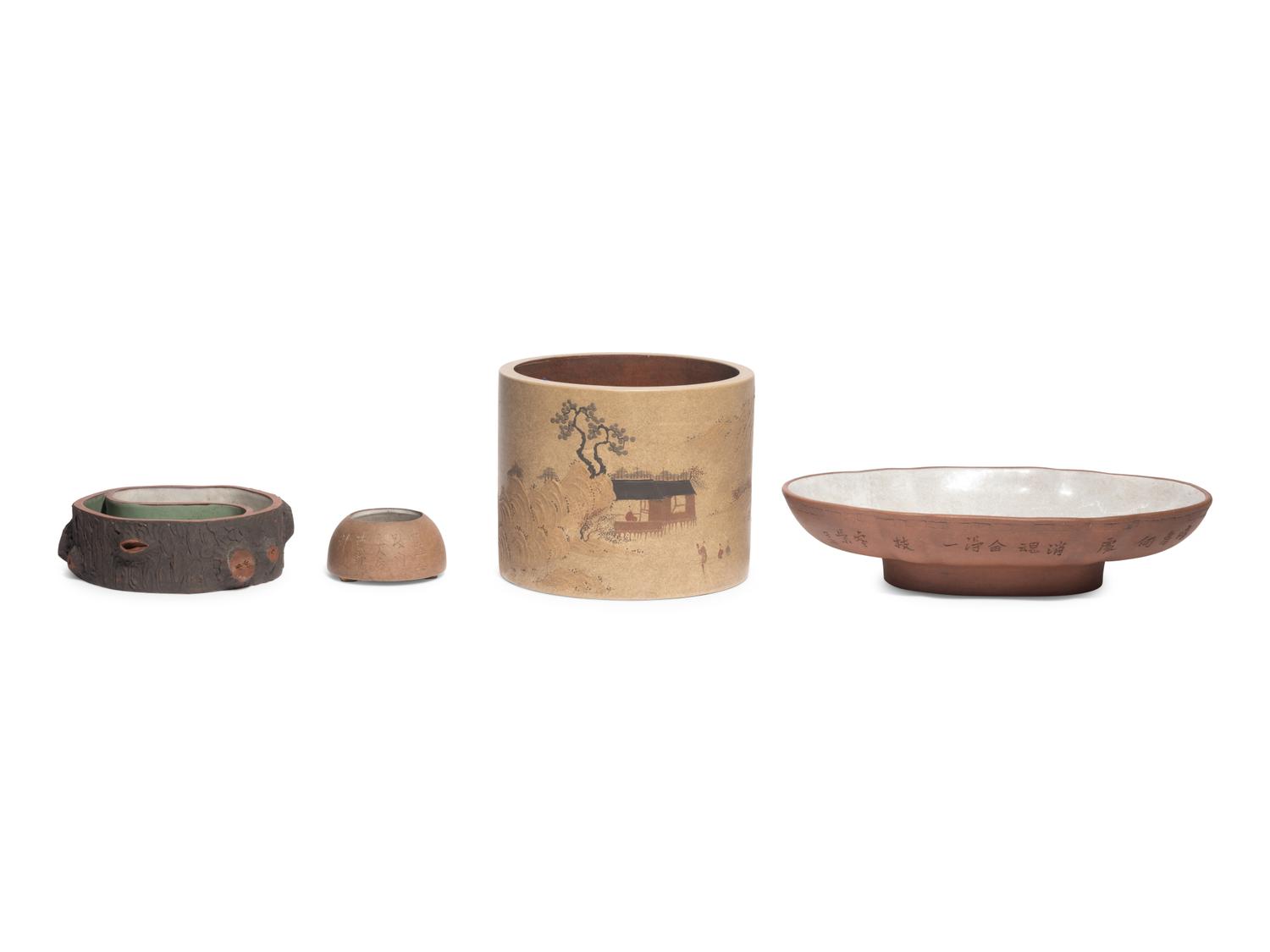 Four Chinese Yixing Zisha Pottery Vessels