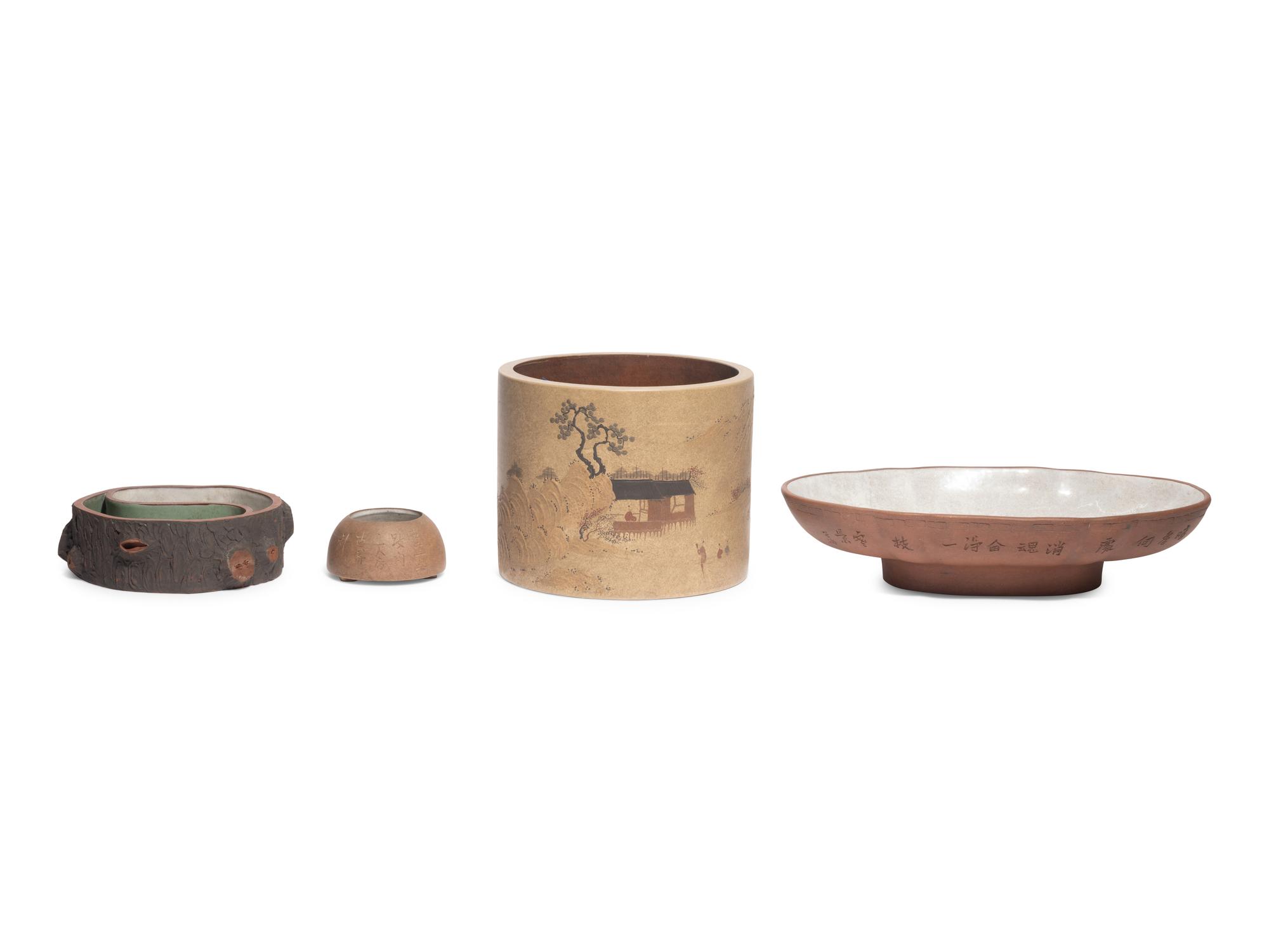 Four Chinese Yixing Zisha Pottery Vessels