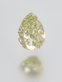 A 1.30 Carat Pear Shape Fancy Intense Yellow Green Diamond,