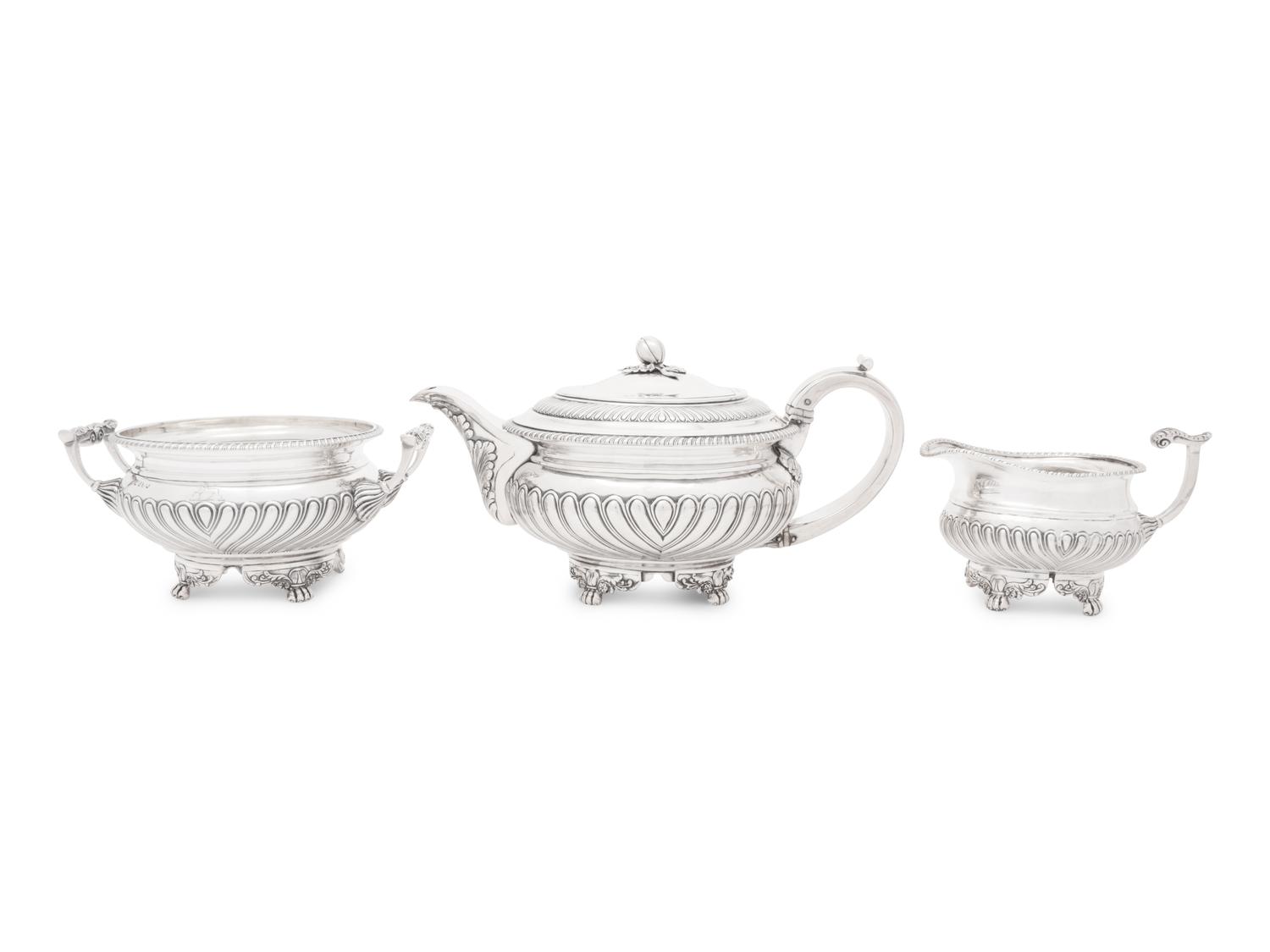 An George III Silver Three-Piece Tea Service