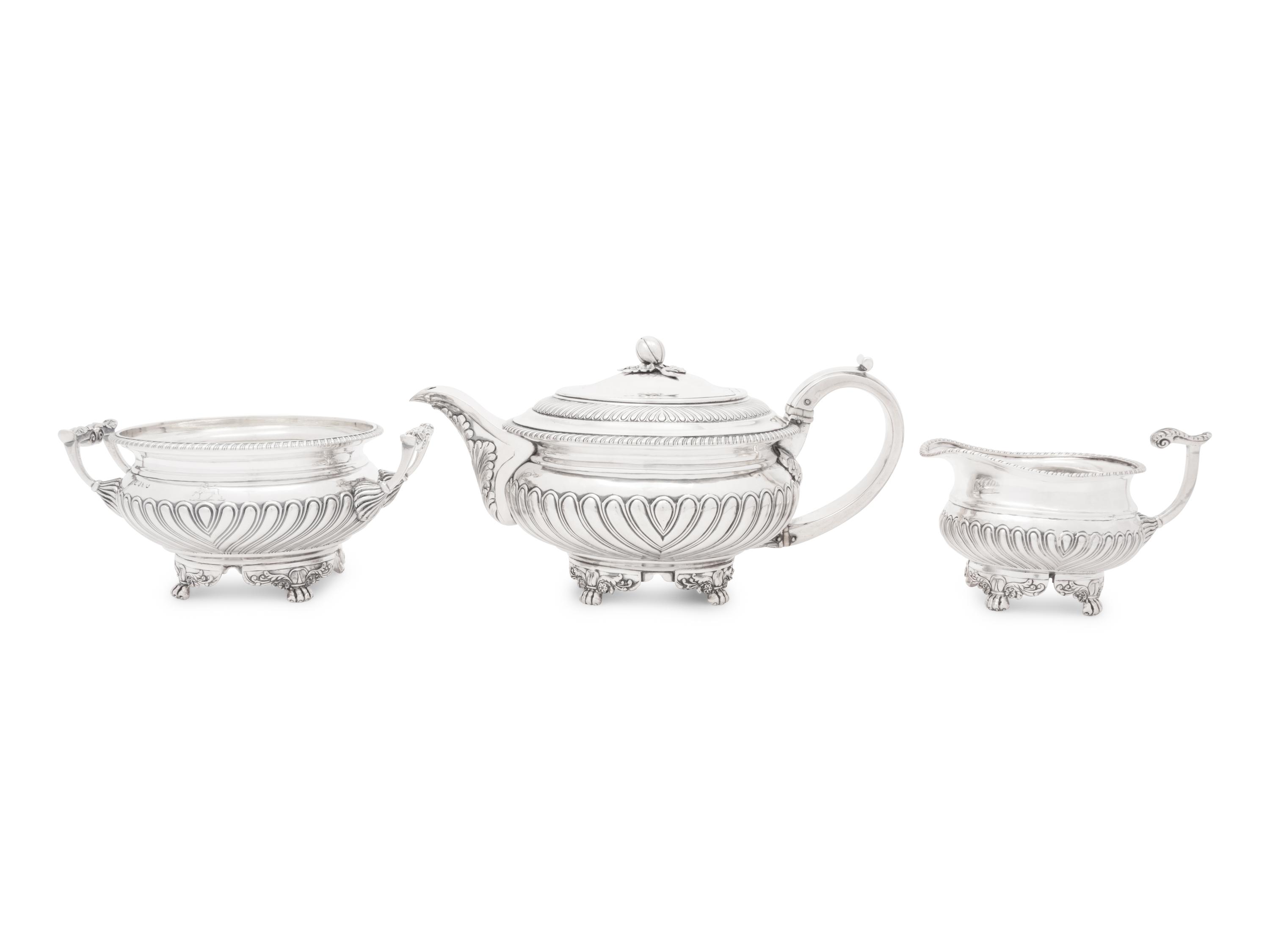 An George III Silver Three-Piece Tea Service