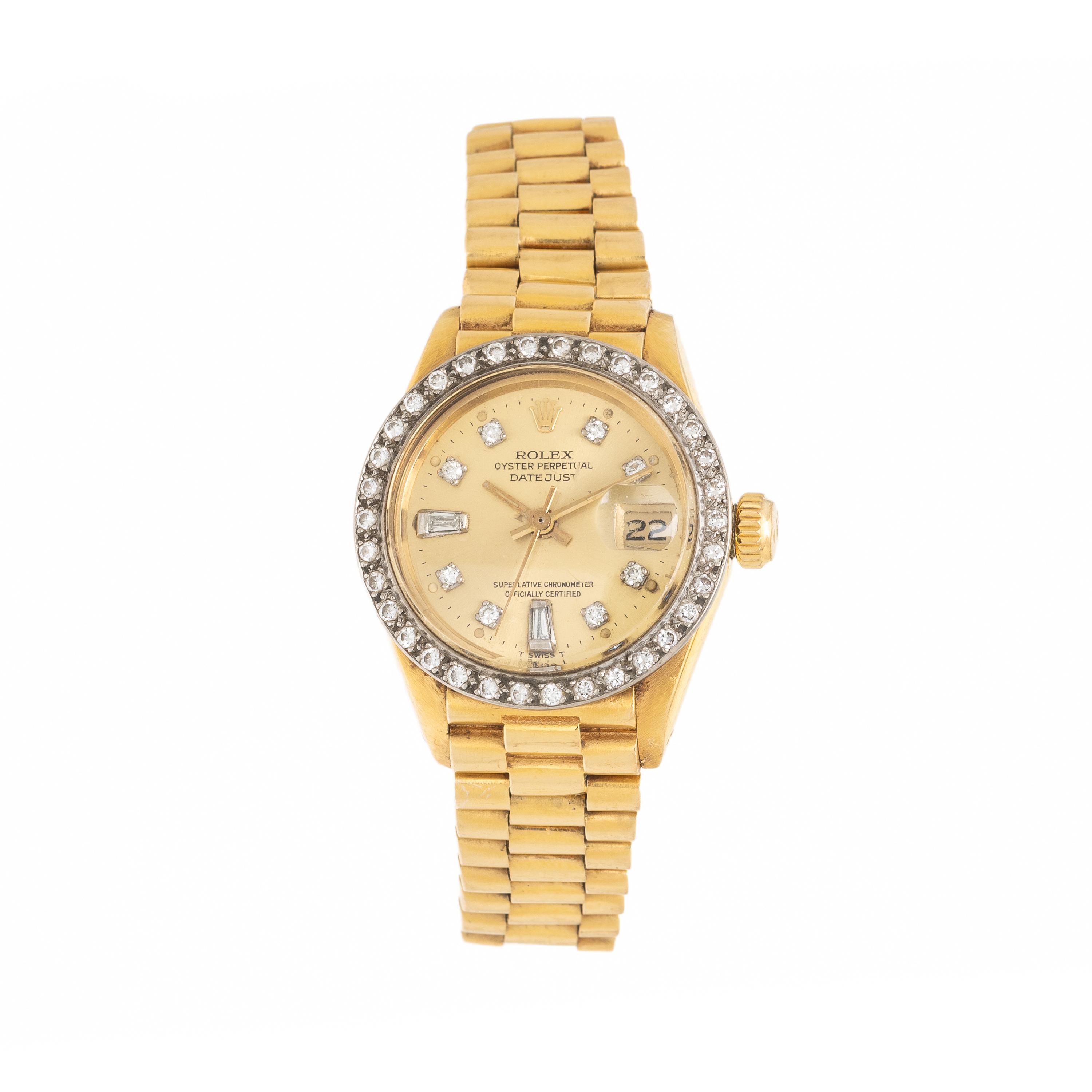 Rolex, Diamond and 18K Yellow Gold 'Datejust' Watch